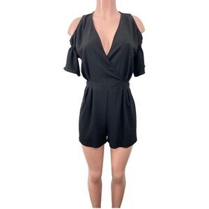 Zara Romper Cold Shoulder‎ Black Size XS